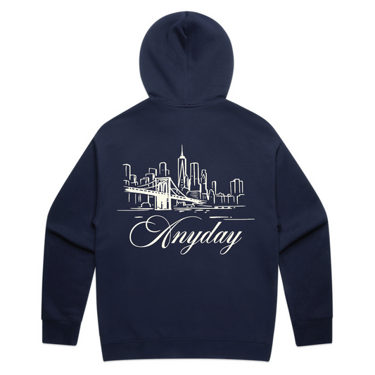 A NEW YORK DAY "DUMBO SKYLINE" ZIP UP HOODIE
