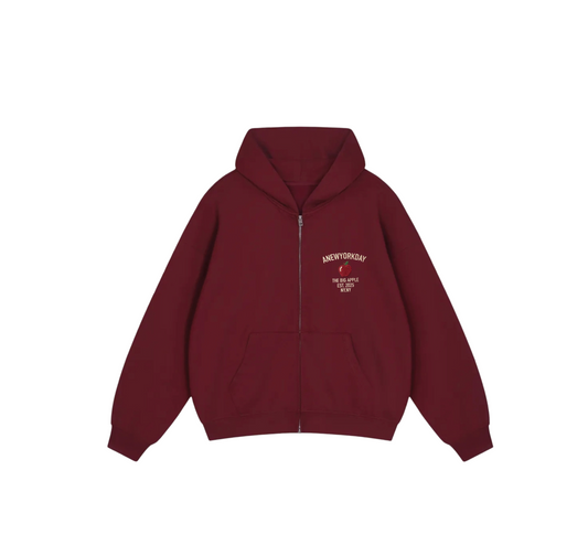 A NEW YORK DAY "BIG APPLE" ZIP UP HOODIE