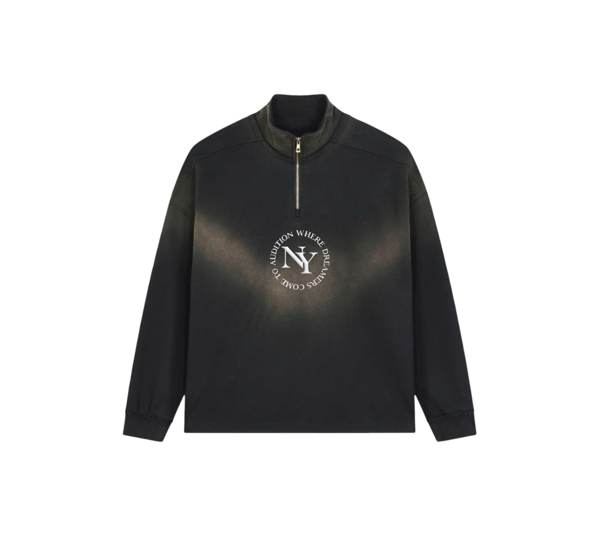 A NEW YORK DAY "DREAMERS" SUN FADE QUARTERZIP CREWNECK