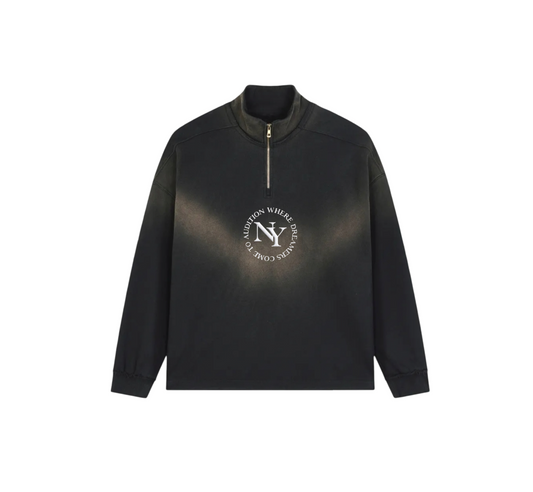 A NEW YORK DAY "DREAMERS" SUN FADE QUARTERZIP CREWNECK