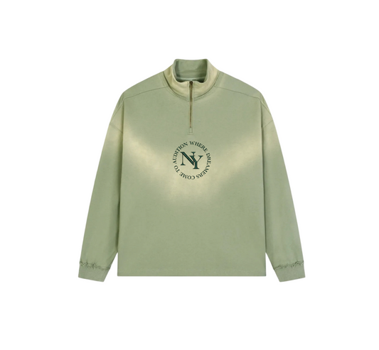 A NEW YORK DAY "DREAMERS" SUN FADE QUARTERZIP CREWNECK