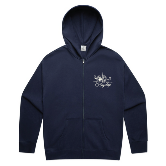 A NEW YORK DAY "DUMBO SKYLINE" ZIP UP HOODIE